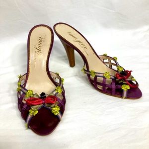 Imagine by Vince Camuto Purple Basketweave Multicolor Slide Sandal Heels, size 6